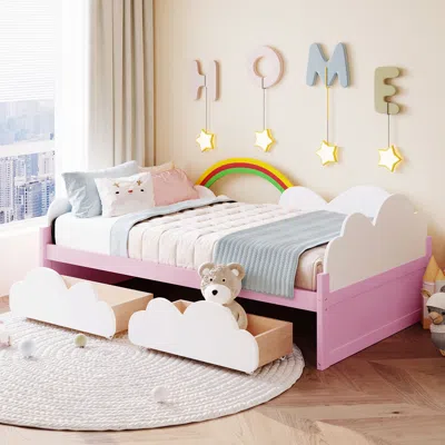 Streamdale Furniture Streamdale Twin Size Bed With Clouds And Rainbow Decor
