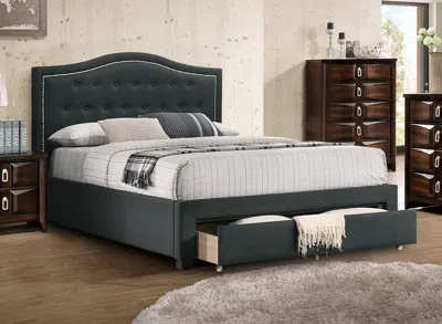 Streamdale Furniture Streamdale Twin Size Bed With Drawer Storage And Button Tufted Headboard In Gray