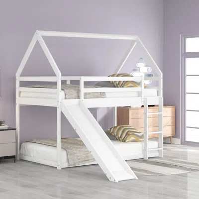 Streamdale Furniture Streamdale Twin Size Bunk House Bed With Slide And Ladder