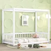 Streamdale Furniture Streamdale Twin Size Canopy Frame Floor Bed With Fence