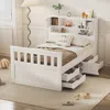 Streamdale Furniture Streamdale Twin Size Captain Platform Bed Frame With Storage Bookcases