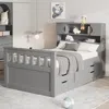 Streamdale Furniture Streamdale Twin Size Captain Platform Bed Frame With Storage Bookcases And Shelves