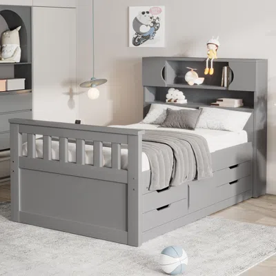 Streamdale Furniture Streamdale Twin Size Captain Platform Bed Frame With Storage Bookcases And Shelves