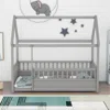 Streamdale Furniture Streamdale Twin Size Floor Wooden Bed With House Roof Frame