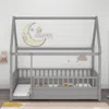 Streamdale Furniture Streamdale Twin Size Floor Wooden Bed With House Roof Frame