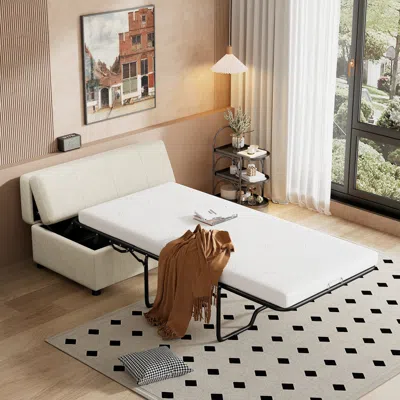 Streamdale Furniture Streamdale Twin Size Folding Ottoman Sleeper Bed With Mattress Convertible Guest Bed
