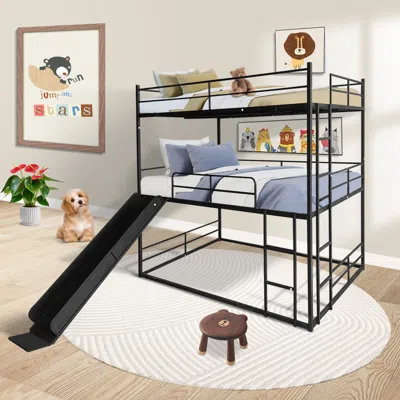 Streamdale Furniture Streamdale Twin Size House Loft Bed With Slide And Ladder, Black