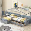 Streamdale Furniture Streamdale Twin Size House Platform Bed With Three Storage Drawers