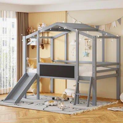 Streamdale Furniture Streamdale Twin Size Loft Bed With Ladder And Slide