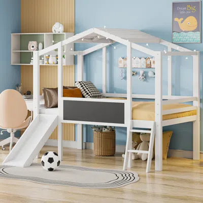 Streamdale Furniture Streamdale Twin Size Loft Bed With Ladder And Slide