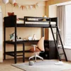 Streamdale Furniture Streamdale Twin Size Loft Bed With Shelves And Desk, Wooden Loft Bed With Desk