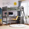 Streamdale Furniture Streamdale Twin Size Loft Bed With Shelves And Desk, Wooden Loft Bed With Desk