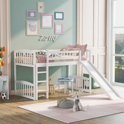 Streamdale Furniture Streamdale Twin Size Loft Bed With Slide And Ladder