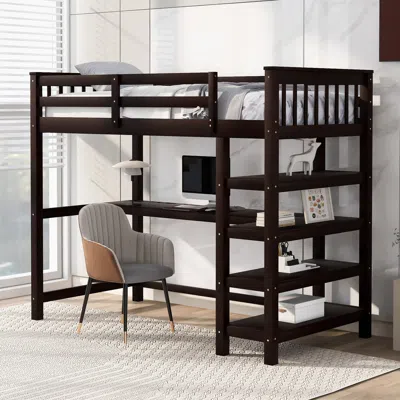 Streamdale Furniture Streamdale Twin Size Loft Bed With Storage Shelves And Under-bed Desk