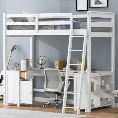 Streamdale Furniture Streamdale Twin Size Loft Bed With U-shaped Desk