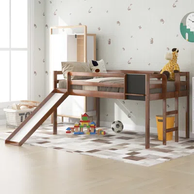 Streamdale Furniture Streamdale Twin Size Loft Bed Wood Bed With Slide