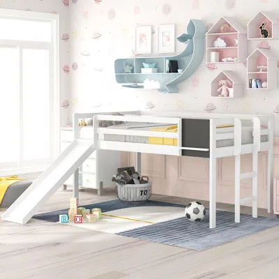 Streamdale Furniture Streamdale Twin Size Loft Bed Wood Bed With Slide