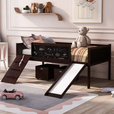 Streamdale Furniture Streamdale Twin Size Loft Bed Wood Bed With Two Storage Boxes