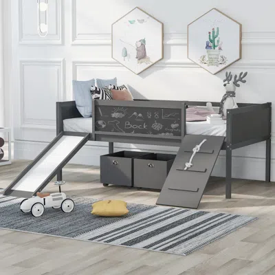 Streamdale Furniture Streamdale Twin Size Loft Bed Wood Bed With Two Storage Boxes