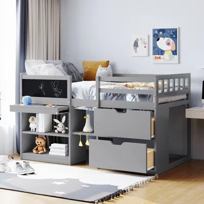 Streamdale Furniture Streamdale Twin Size Low Loft Bed With Rolling Desk