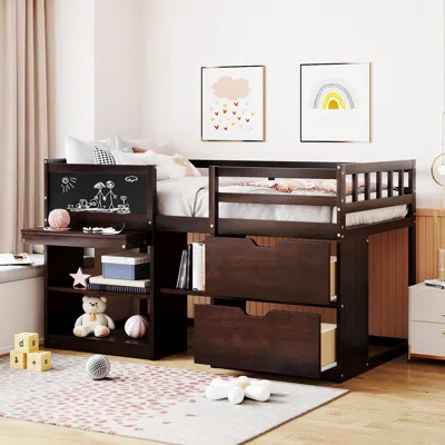 Streamdale Furniture Streamdale Twin Size Low Loft Bed With Rolling Desk