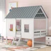 Streamdale Furniture Streamdale Twin Size Low Loft House Bed With Roof And Two Front Windows