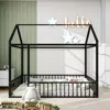 Streamdale Furniture Streamdale Twin Size Metal Bed House Bed Frame With Fence