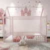 Streamdale Furniture Streamdale Twin Size Metal Bed House Bed Frame With Fence