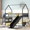 Streamdale Furniture Streamdale Twin Size Metal Bunk Bed House Bed With Slide And Staircase