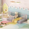 Streamdale Furniture Streamdale Twin Size Metal Floor Bed Frame With Fence And Door