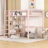 Streamdale Furniture Streamdale Twin Size Metal Loft Bed With 4 Tier Shelves And Storage