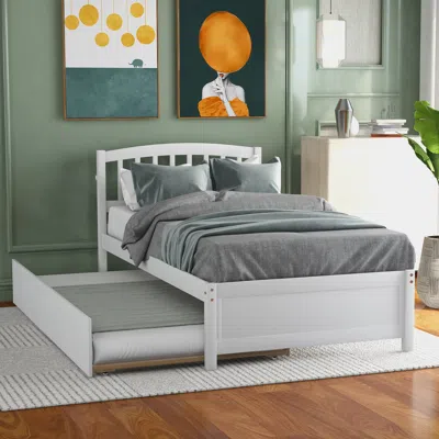 Streamdale Furniture Streamdale Twin Size Platform Bed Wood Bed Frame With Trundle