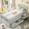 Streamdale Furniture Streamdale Twin Size Platform Storage Bed Solid Wood Bed With 6 Drawers In Gray
