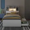 Streamdale Furniture Streamdale Twin Size Storage Platform Bed Frame With 4 Open Storage Shelves