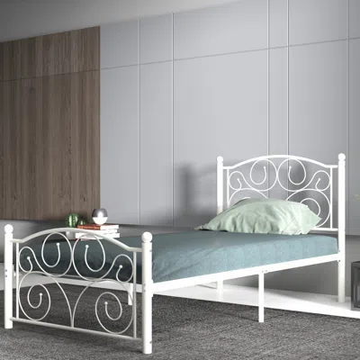 Streamdale Furniture Streamdale Twin Size Unique Flower Sturdy System Metal Bed Frame