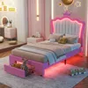 Streamdale Furniture Streamdale Twin Size Upholstered Bed Frame With Led Lights