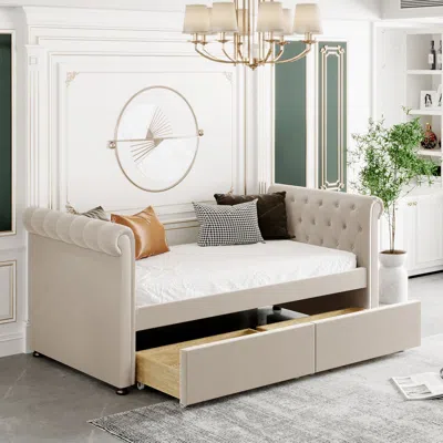 Streamdale Furniture Streamdale Twin Size Upholstered Daybed With Drawers