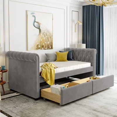 Streamdale Furniture Streamdale Twin Size Upholstered Daybed With Drawers