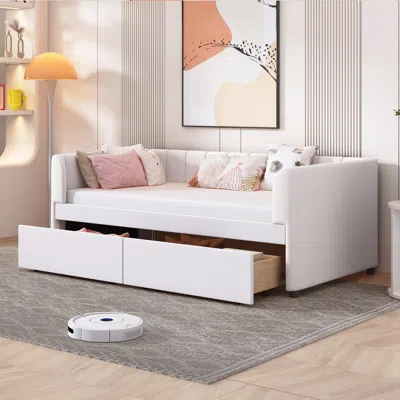 Streamdale Furniture Streamdale Twin Size Upholstered Daybed With Ergonomic Design Backrest And 2