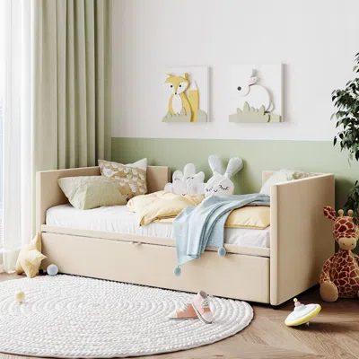 Streamdale Furniture Streamdale Twin Size Upholstered Daybed With Extendable Trundle