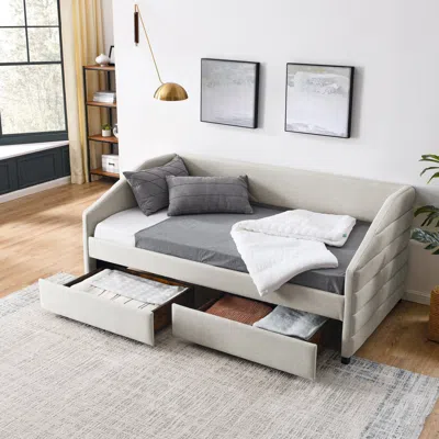 Streamdale Furniture Streamdale Twin Size Upholstered Daybed With Trundle And Drawers