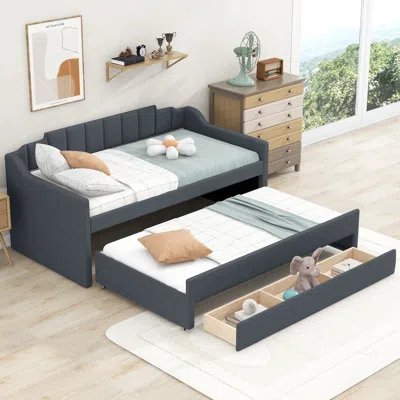 Streamdale Furniture Streamdale Twin Size Upholstered Daybed With Trundle And Three Drawers