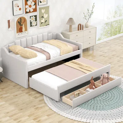 Streamdale Furniture Streamdale Twin Size Upholstered Daybed With Trundle And Three Drawers