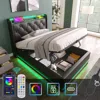 Streamdale Furniture Streamdale Twin-size Upholstered Led Bed With Hydraulic Storage