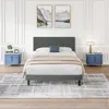 Streamdale Furniture Streamdale Twin Size Upholstered Platform Bed Frame With Modern Button Tufted Linen Fabric Headboard