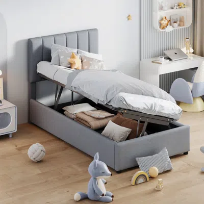 Streamdale Furniture Streamdale Twin Size Upholstered Platform Bed With A Hydraulic Storage System