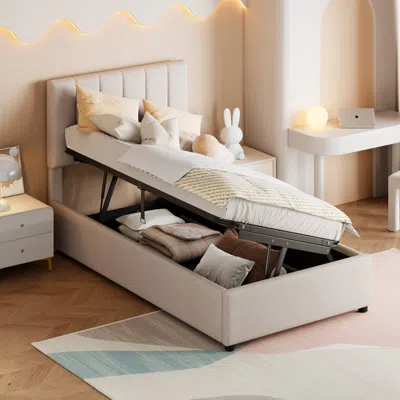 Streamdale Furniture Streamdale Twin Size Upholstered Platform Bed With A Hydraulic Storage System
