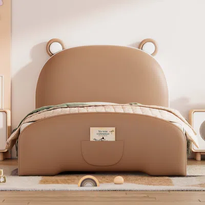 Streamdale Furniture Streamdale Twin Size Upholstered Platform Bed With Bear-shaped Headboard