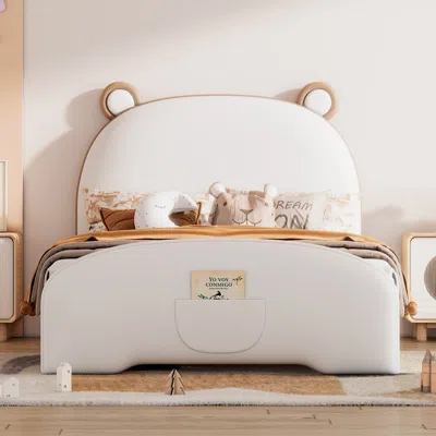 Streamdale Furniture Streamdale Twin Size Upholstered Platform Bed With Bear-shaped Headboard