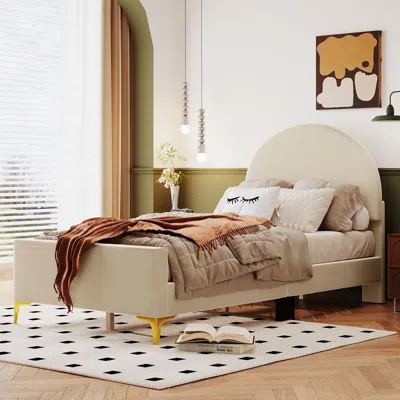 Streamdale Furniture Streamdale Twin Size Upholstered Platform Bed With Classic Semicircle Shaped